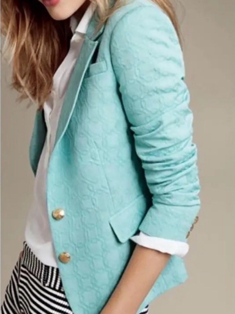 Banana Republic Aqua Jacquard Blazer - Women's Size 6